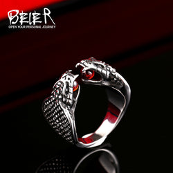 Beier Stainless Steel  double snake ring Fashion Jewelry