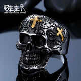 Beier Stainless Steel ring high quality fashion biker skull ring personality men jewelry