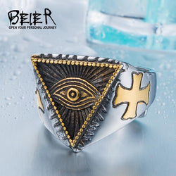 Beier Stainless Steel ring  New Eye of Providence All-seeing Eye Ring  Cool Movie Ring jewelry