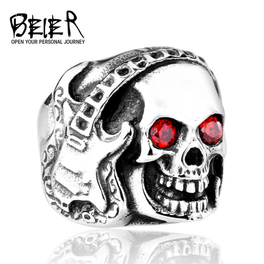 Music Skull Guitar Ring for Man  Stainless Steel Rock Jewelry